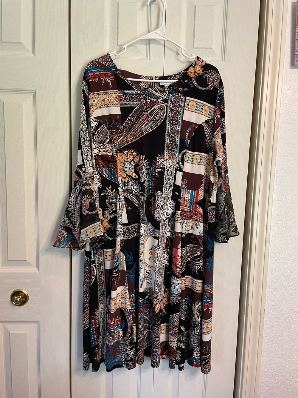 Cato Black Multi Paisley Patchwork Swing Dress